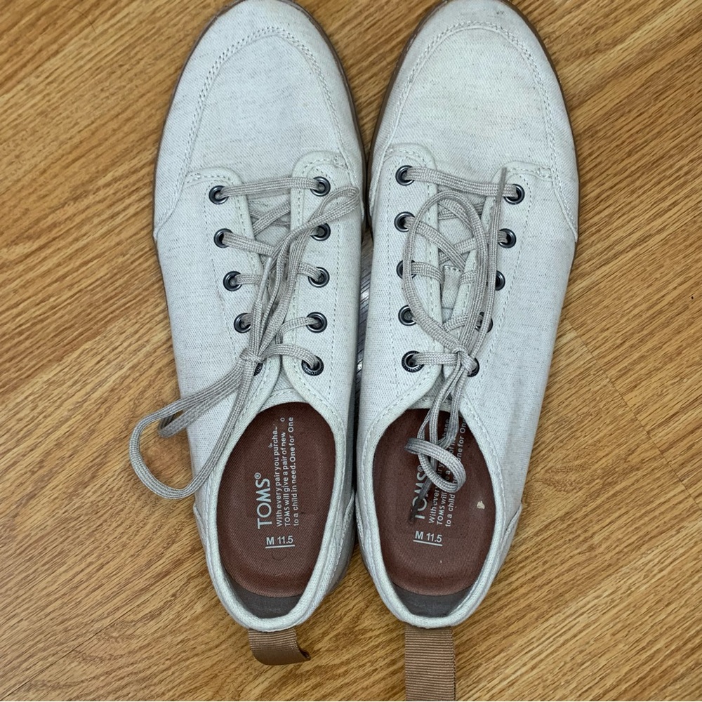 Men’s Toms Natural Oxford Canvas Sneakers Gum Sole Size 11.5 - Picture 5 of 10